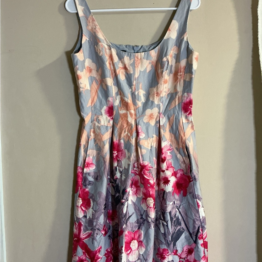 Nine West Pink and Gray Floral Midi Dress - Picture 4 of 10
